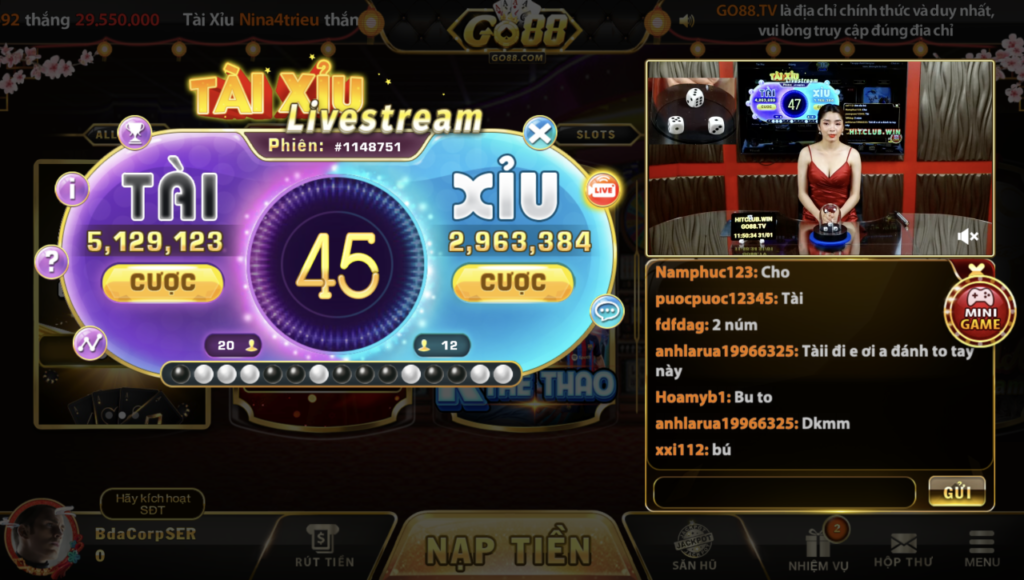 Tài xỉu livestream go88